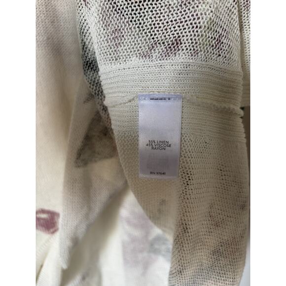 J. Jill Sweater Large Floral Lightweight Vneck Relaxed New Linen Blend - Picture 9 of 14